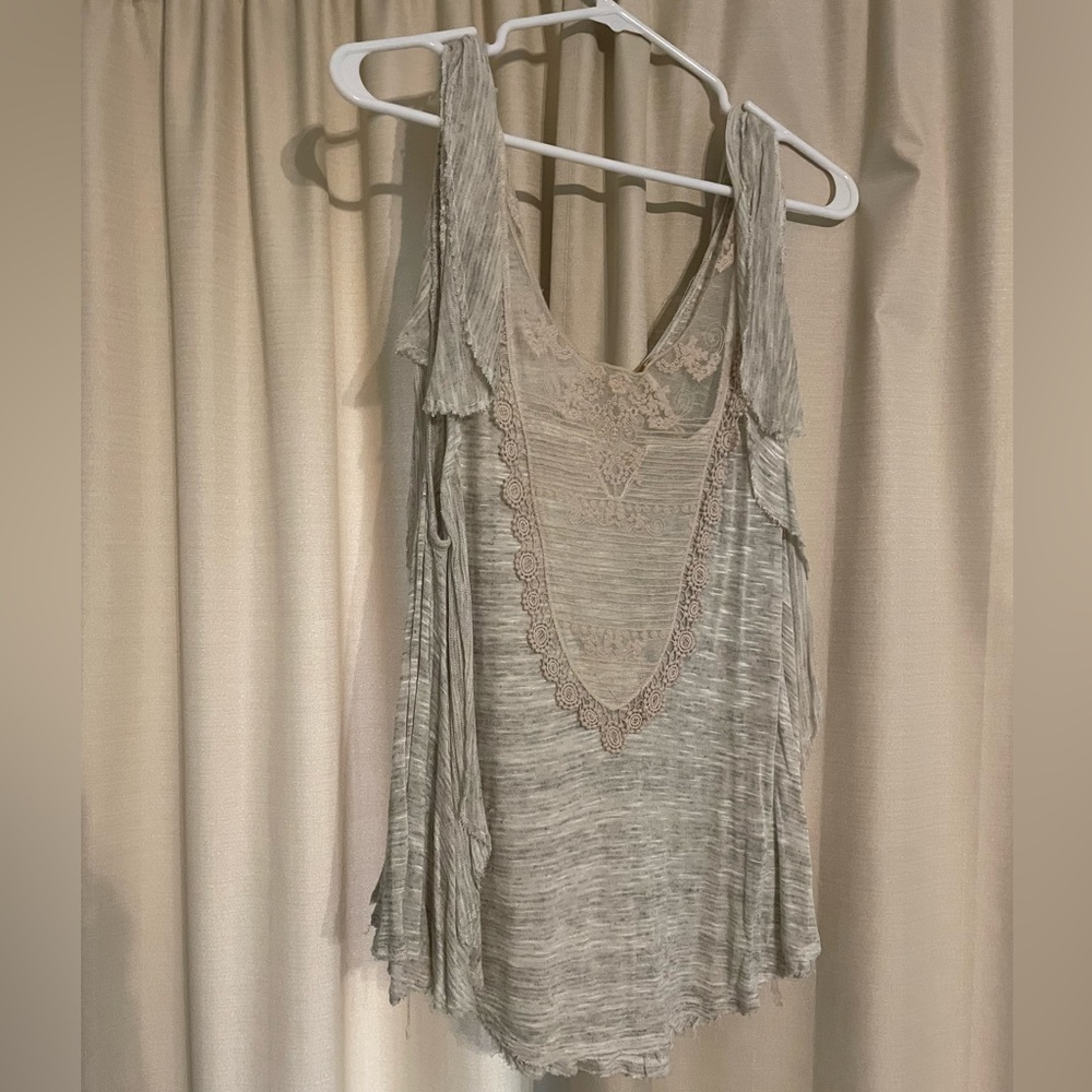 Free people crochet loose sleeveless blouse